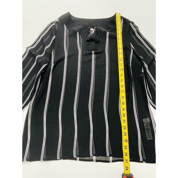 Chico's Black‎ White Stripe Sheer 3/4 Sleeve Blouse Shirt Top Womens 1 Medium 8 - Picture 8 of 14